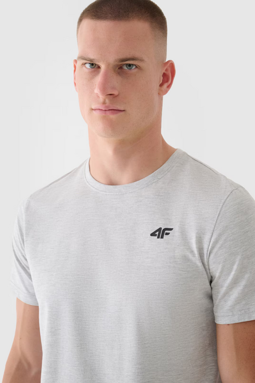 Pánske Jednofarebné Tričko S Logom 4F Svetlosivé 4FWMM00TTSHM1843-27M