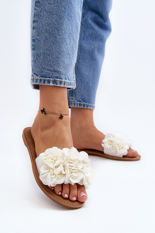 Dámske Biela Papuče S Kvietkami Eelfan