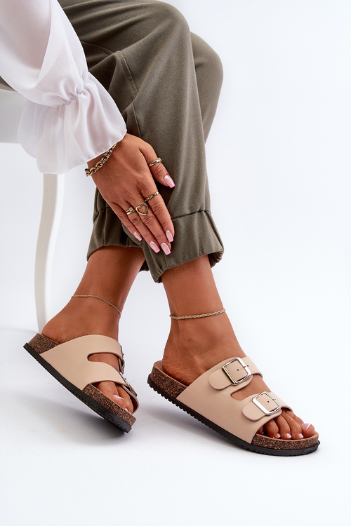 Dámské sandály s přezkami béžové Oliena