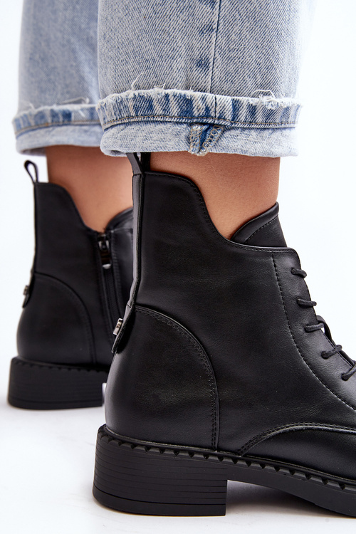 Dámské klasické botky na plochém podpatku černé Ballisa