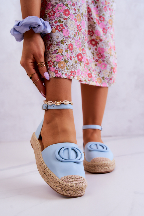 Kožené espadrilky se zdobením modre Nells