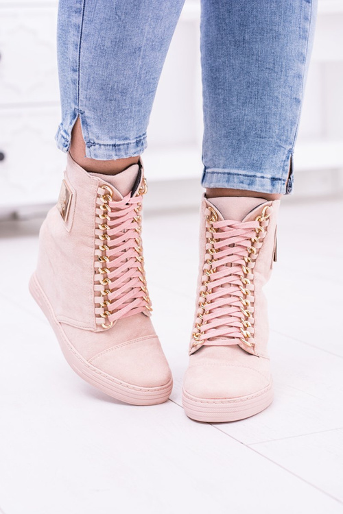 Dámská Obuv Sneakers Lu Boo Semišové Tenisky Růžové Monica