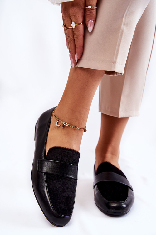 Dámske kožené laafery la.fi 210018b-puf čierne