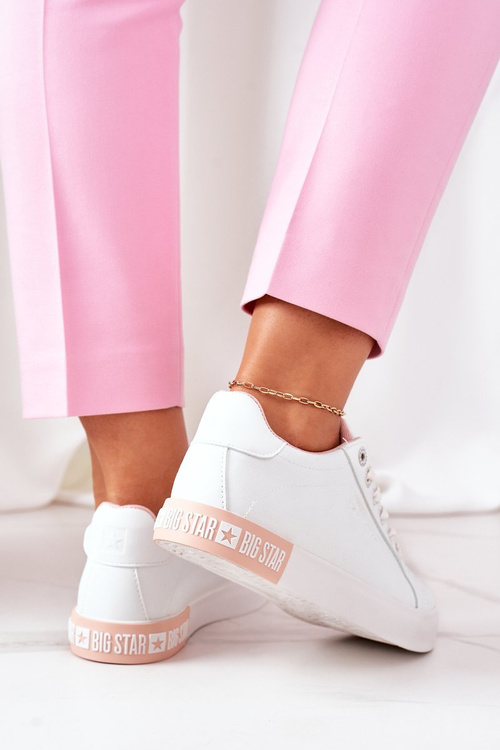 Dámské Kožené Tenisky BIG STAR II274033 Bílé-Růžové