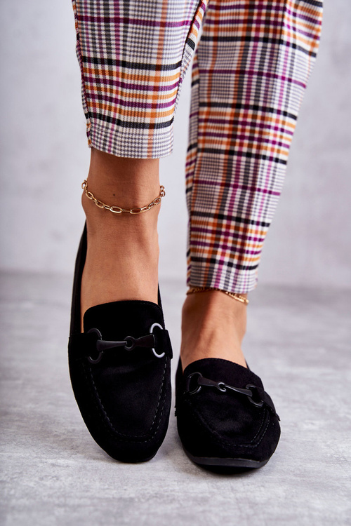 Suede Poleafers s dekoráciou čierny Santi