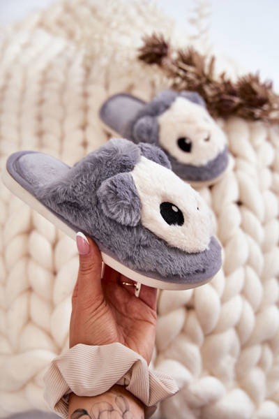 Dětské kožešinové nazouváky Šedá Alize