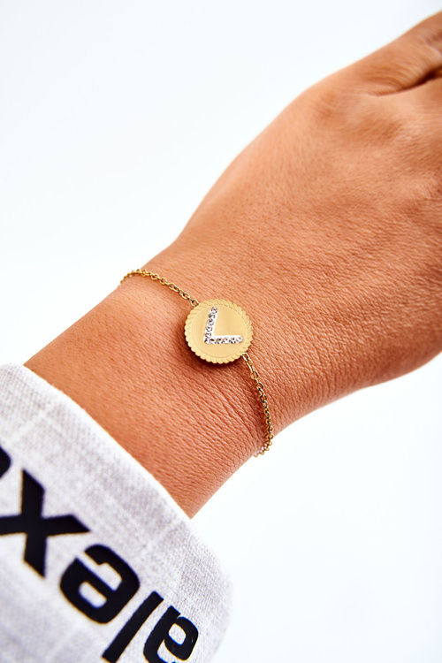 Dámský náramek celebrit s ornamentem a kubickými zirkony v zlatě