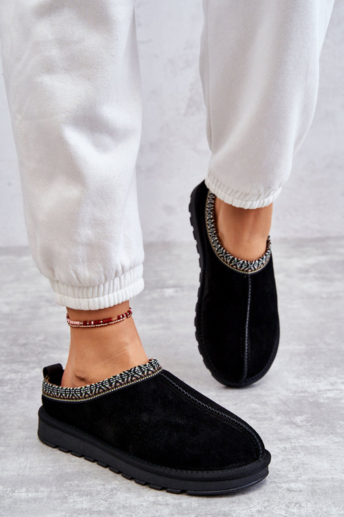 Dámské semišové pantofle s kožíškem černá Buffie