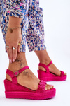 Klasické semišové sandále na klinoch fuchsja Denisse