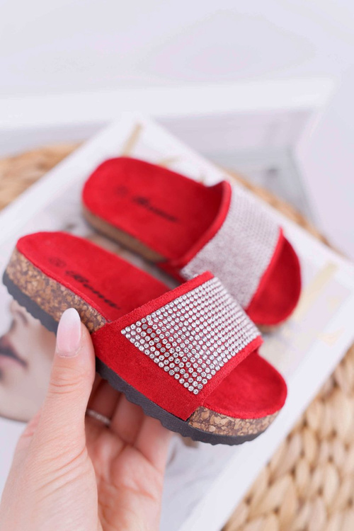 Detské červené flip -flops na kryštáli Maleny