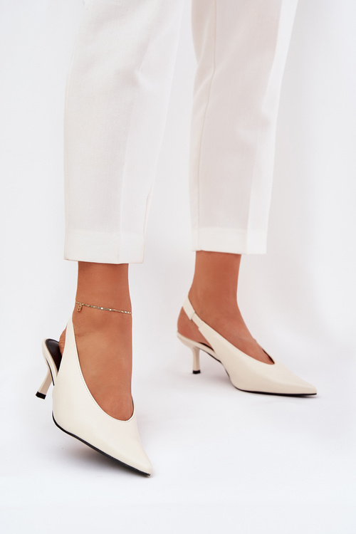 Lodičky S Odkrytou Pätou Eko Koža Ecru Aricandia