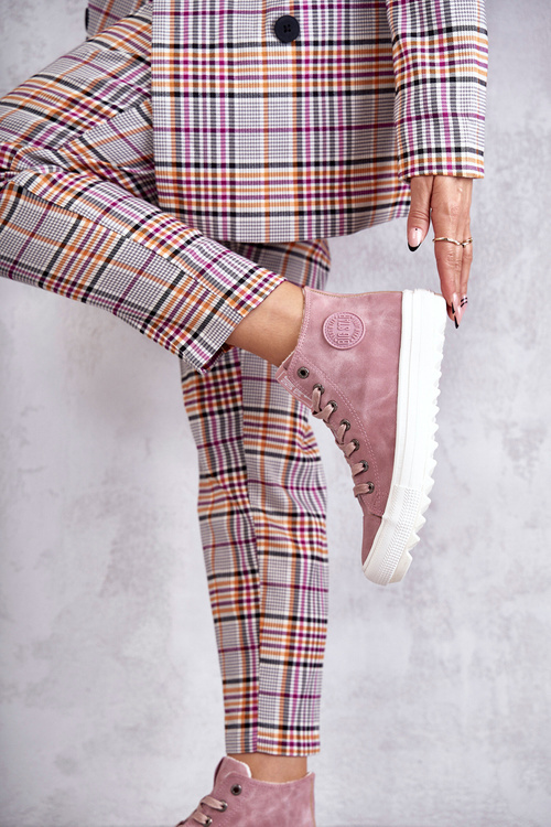 Dámské Tenisky Big Star Vysoké Zateplené Růžové EE274113