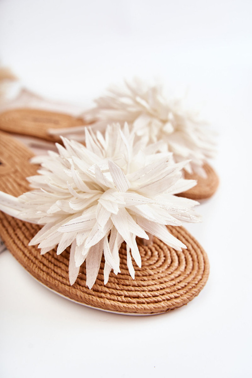 Žien flip -flops flip -flops s materiálnou dekoráciou biela Eviana