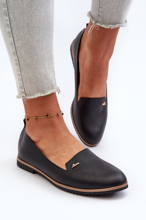 Čierne dámske mokasíny na plochej pätke Enzla