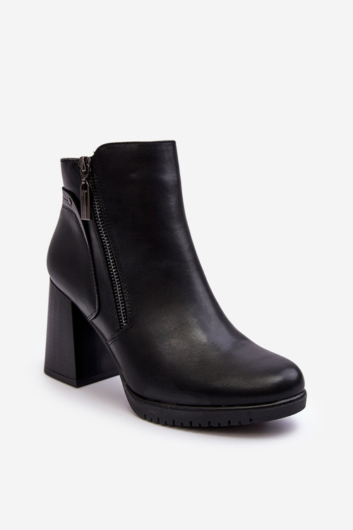 Dámske topánky na stĺpe so zipsami, Black Ryelle