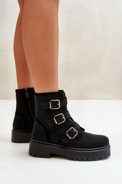 Zateplené čižmy so zdobením čierne Ciascia