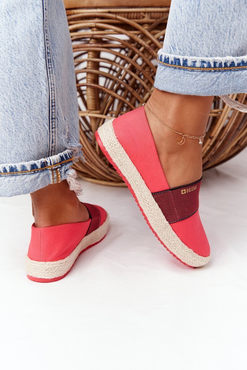 Espadrilles na opletenej podrážke veľkej hviezdy HH274478 červená
