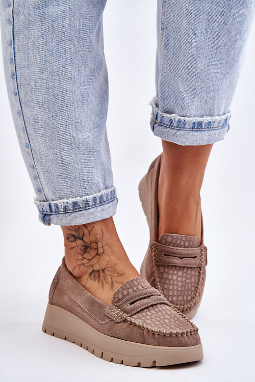 Suede Moccasins na platforme Milana Dark Beige