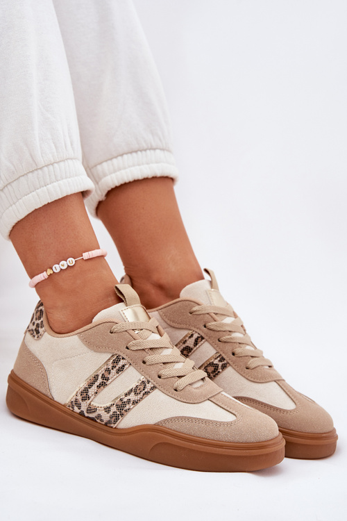 Dámské tenisky z eko semiše s leopardím vzorem béžové Satylies