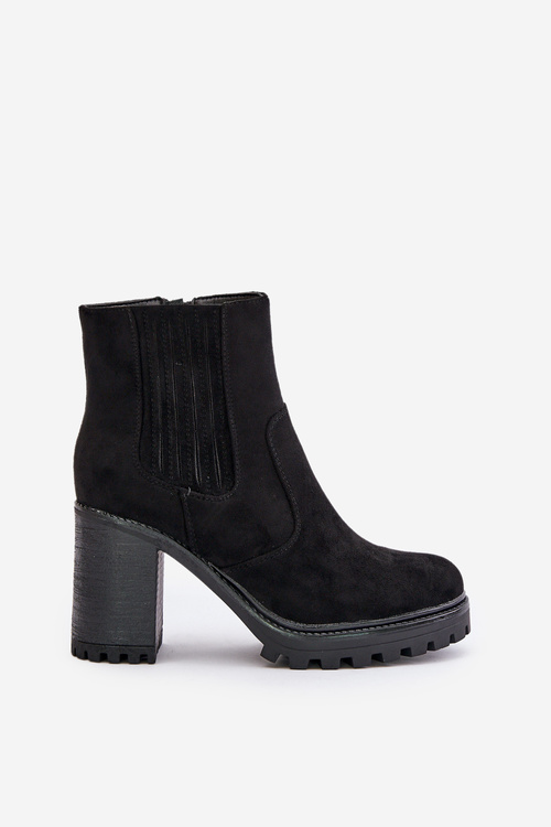 Boty na podpatku z eko semiše černé Mesiella