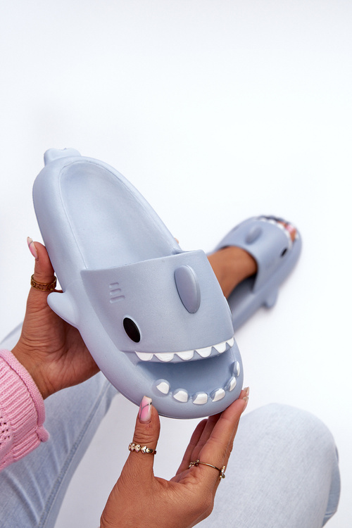 Dámske ľahké peny papuče s motívom žraloka modré Kasila