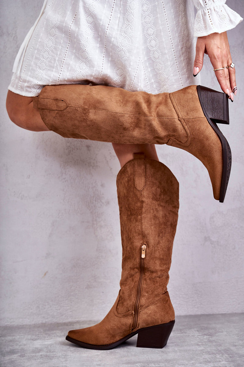 semišové kovbojské boty Hnědý Casey