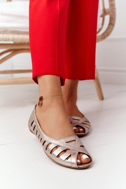 Dámské Kožené Baleríny Maciejka Zlaté 04506-25