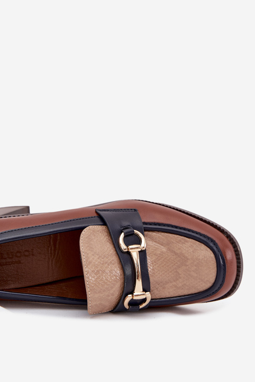 Dámske nízke topánky s reliéfom a zlatým detailom béžovo-hnedé Novella