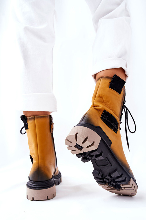 Kožené Boty Zateplené Maciejka Žluté 05113-07