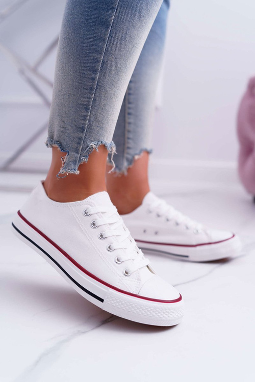 Dámske tenisky s nízkym látkam biele Freetime