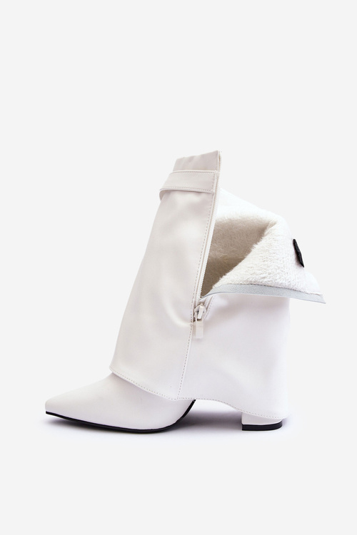 Kožené zateplené boty na sloupu bílé Chevie