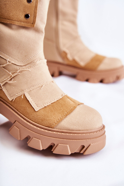 Vysoké Pracovní Boty Na Zipu Tmavě béžová Nerisa