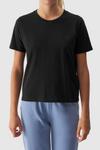 Hladký Dámsky T-Shirt Regular 4FWAW24TTSHF1650-20S Čierny