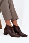 Eko kožené dámské kotníkové boty na podpatku čokoládové Rylina