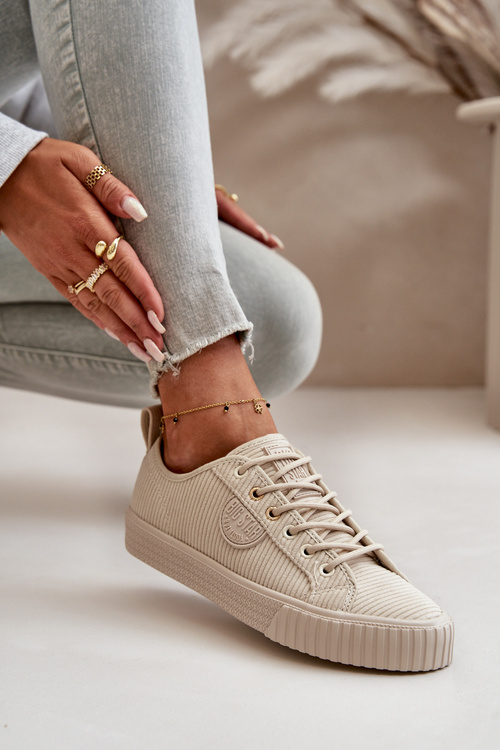 Dámske Zateplené Kordurové Tenisky Big Star OO274812 Hi-Poly System Béžové