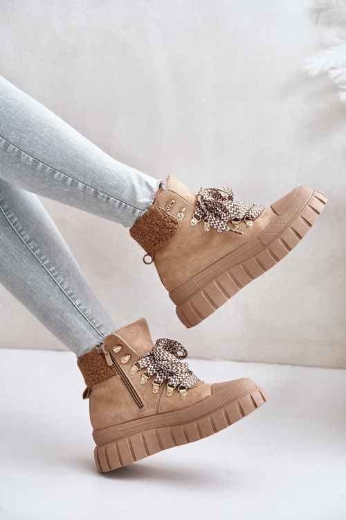 Dámské Zateplené Boty Trapery Na Platformě Hnědé Alcyhen
