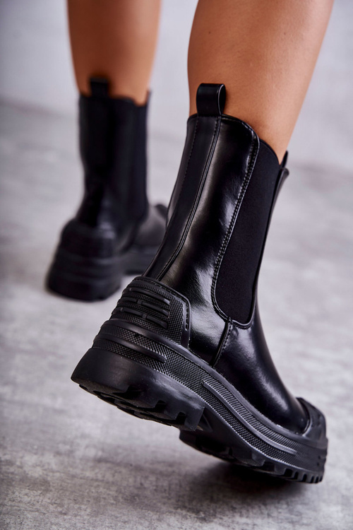 Klasické vysoké vrecká čierne topánky Bassti