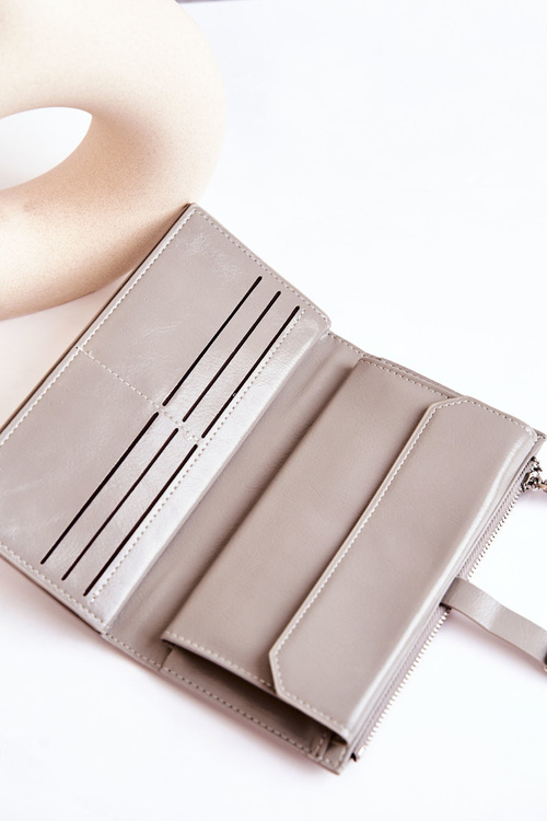 Velká kožená peněženka se magnetem Šedá Nereva