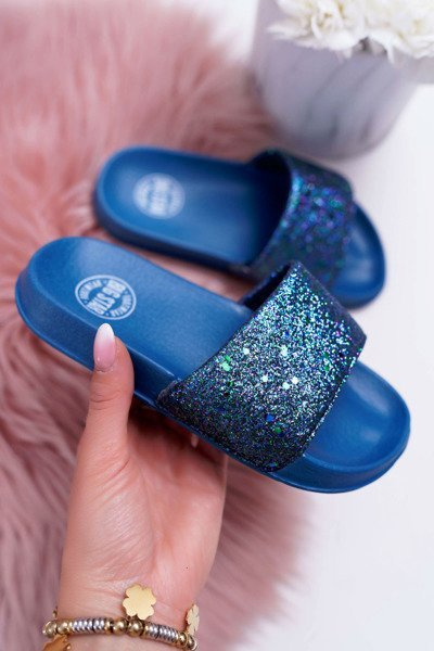 Big Star Detské námornícke modré trblietavé žabky AA374089