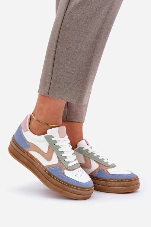 Dámské tenisky s třpytkami na platformě modré Annines