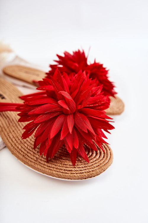 Dámské žabky s látkovým ornamentem Červené Eviana