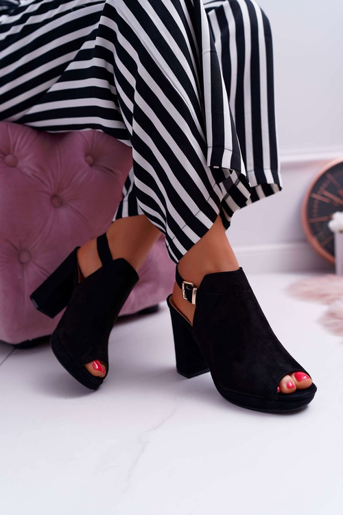 Dámské Sandály Na Podpatku Se Svrškem Otevřená špička Černé Montree