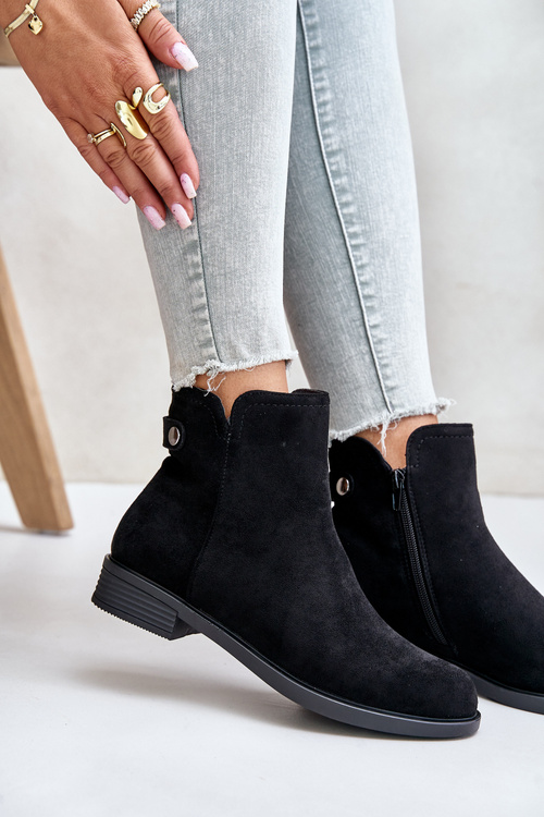 Zateplené Nízké Botky Chelsea Na Zip Eko Semišové Černé Telluara
