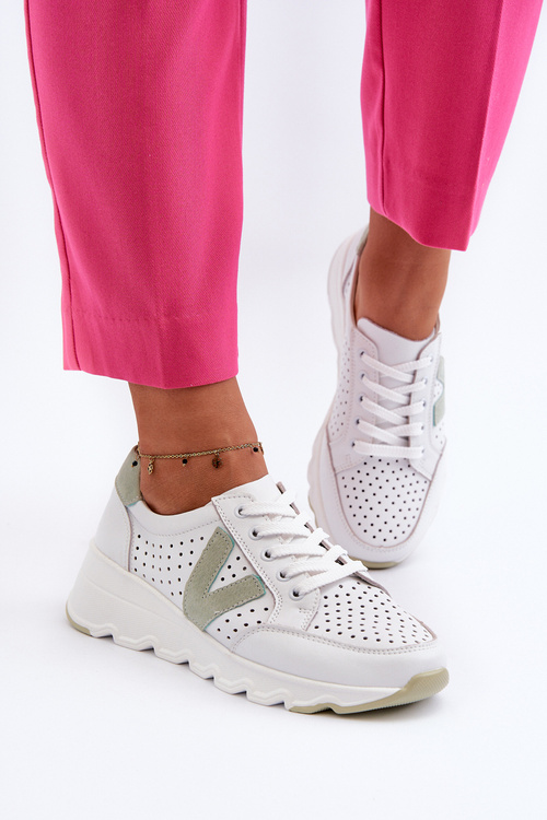 Dámské kožené lehké sportovní boty béžové Eleonori