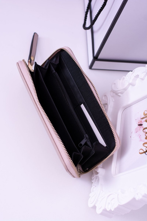 Velká dámská žebrovaná meruňková peněženka zlaté kování