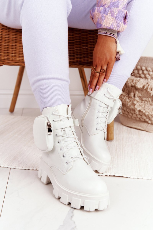 Kotníkové Boty S Podrážkou S Kabelkou Bílé Saturday