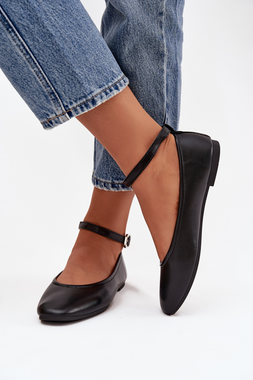 Dámske baleríny s pásikom a sponou Čierne Janelor