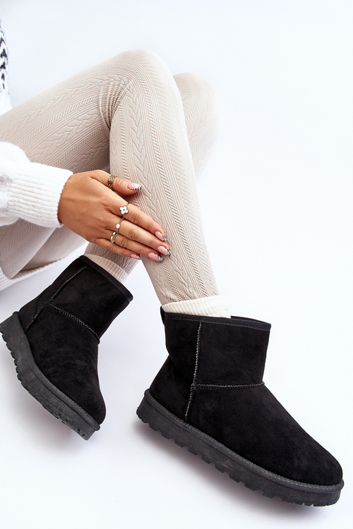 Dámske čierne zimné čižmy z ekokože Enranta