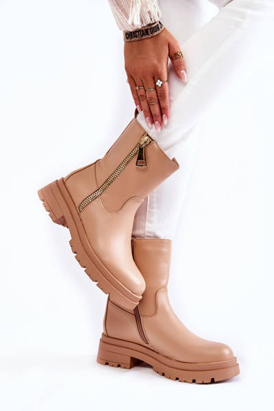 Dámské teplé kozačky se zipy Nude Jette