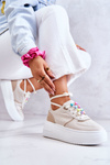 Dámske zviazané športové topánky béžové manila